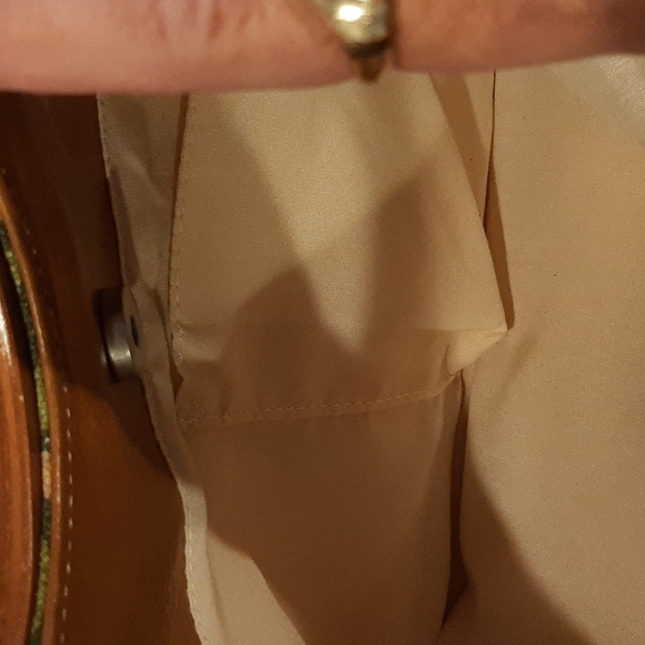 Vintage RARE Relic 1992 Collection Wood Handle With Floral Canvas Crossb Satchel - Picture 7 of 12